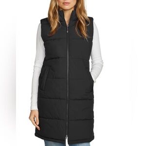 Eddie Bauer women’s long hooded puffer vest large black new